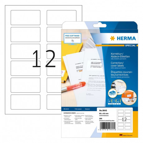 "HERMA QR-Code Etik. A4 80x40 mm weiß 300 St."