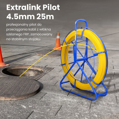 Extralink kaablitõmbevarras Pilot, klaaskiust FRP, d. 4.5mm, l. 25m, kollane