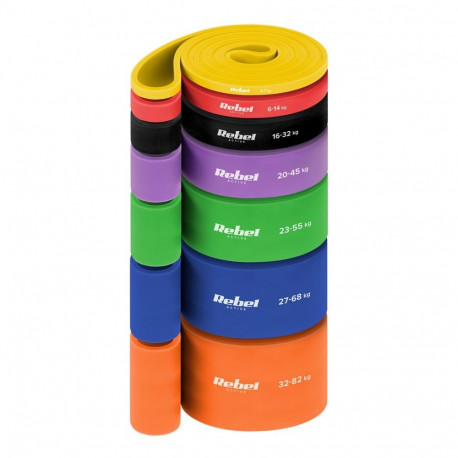 REBEL ACTIVE treeningkummide komplekt Power Band PT-S7, 4–82kg, 7 TPE-kummi