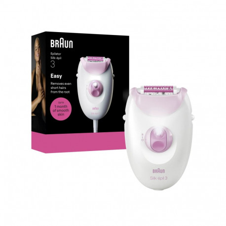 Braun Epilator | Silk-épil 3 SE3-000 | Number of power levels 1 | White/Pink