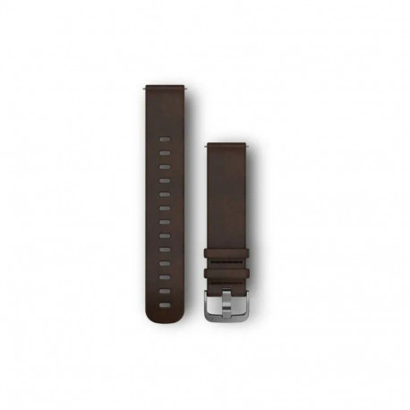 Garmin Quick Release Bands (20 mm) Dark brown leather, silver hardware