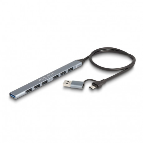 DeLOCK USB-jaotur 4-pordiline õhuke USB Type-C™ või USB Type-A ühendusega, 3 × USB 5 Gbps USB Type-C