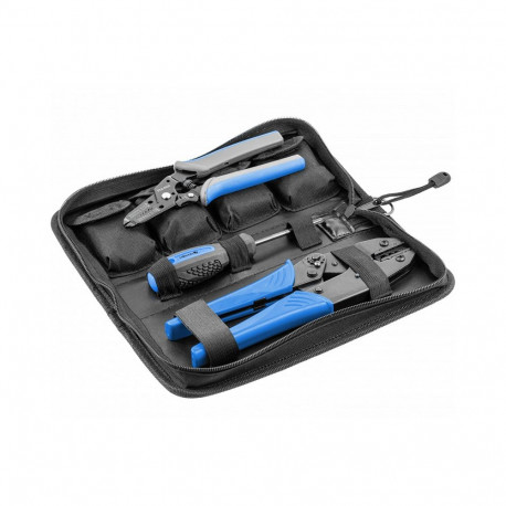 Hogert crimping pliers HT1P177, 5 dies, 0.5-6.0mm², 0.5-16mm², 225mm, 2-piece ergonomic handle