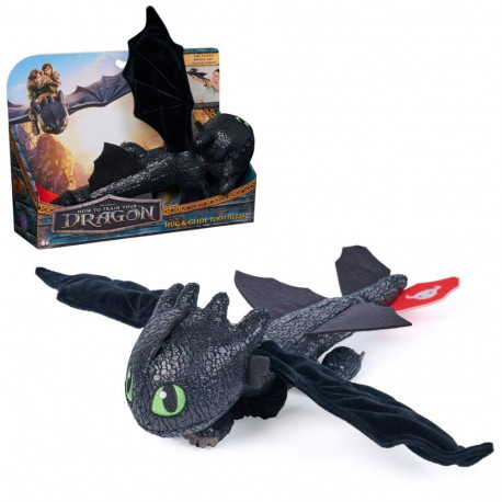DreamWorks Dragons How to Train Your Dragon, Hug and Glide Toothless Plush Toy, 12” Dragon Stuffed A