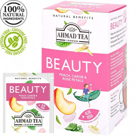 Taimetee AHMAD Beauty virsiku- jaani- ja roosi kroonlehed 20tk ümbrikus