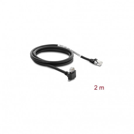 "Delock GigE Kamera Kabel RJ45 Stecker 90° gewinkelt mit Schrauben, Steckerlänge 28 mm zu RJ45 Steck
