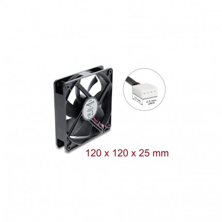 "Delock Axiallüfter 48 V DC, 120 x 120 x 25 mm mit 4 Pin PWM Lüfteranschluss schwarz"