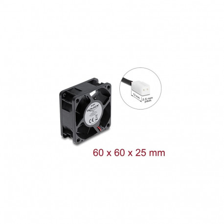 Aksiaalventilaator 48V DC 60x60x25mm 2-kontaktilise ventilaatoriühendusega, must