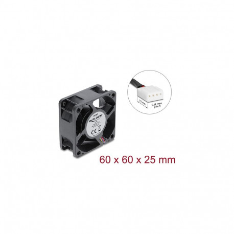 Aksiaalventilaator 48V DC 60x60x25mm 4-kontaktilise PWM-ventilaatoriühendusega, must