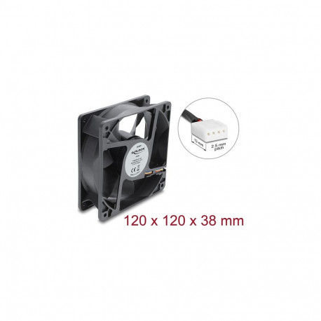 "Delock Axiallüfter 48 V DC, 120 x 120 x 38 mm mit 4 Pin PWM Lüfteranschluss schwarz"