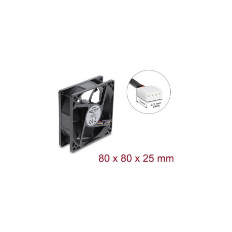 Aksiaalventilaator 48V DC 80x80x25mm 4-kontaktilise PWM-ventilaatoriühendusega, must