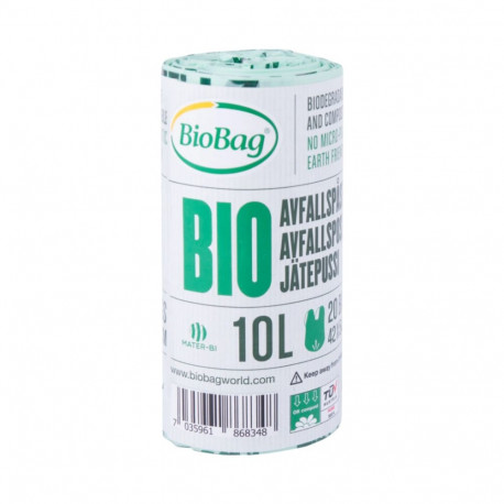Prügikott 10L (420x360+100mm) 15 mic biolagunev komposteeritav BIOBAG 10 tk