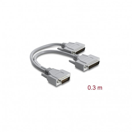 "Delock Adapter Y-Kabel Seriell RS-232 LFH D-Sub HD 60 Pin Stecker zu 2 x D-Sub 25 Stecker 0,3 m gra