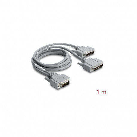 "Delock Adapter Y-Kabel Seriell RS-232 LFH D-Sub HD 60 Pin Stecker zu 2 x D-Sub 25 Stecker 1 m grau"
