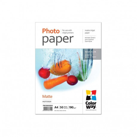 ColorWay Matte Photo Paper, 50 sheets, A4, 190 g/m