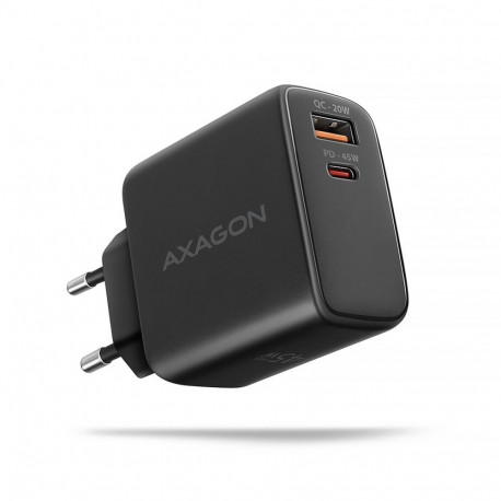 Axagon ACU-PQ45 GaN Wall charger 45W, 2x port (USB-A + USB-C) PD3.0/PPS/QC4+/SFC 2.0/Apple