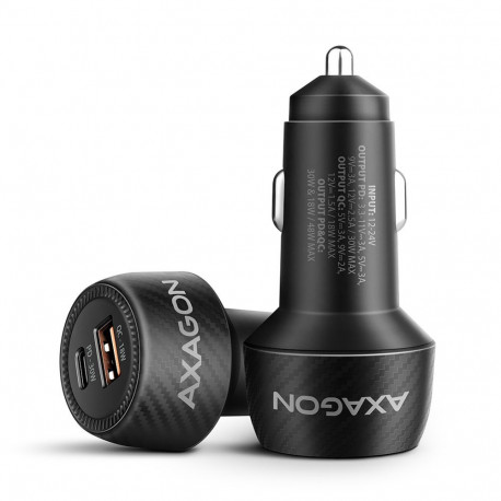 Axagon PWC-PQ48 Car charger 48W, USB-A + USB-C, PD3.0/PPS/QC4+/SFC, Black