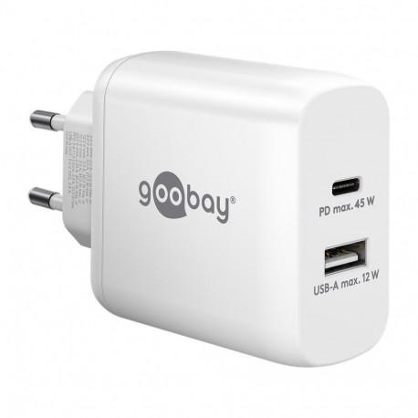 Goobay 65412 USB-C PD Dual Fast Charger (45 W), White