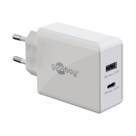 Goobay 61674 Dual USB-C PD Fast Charger (30 W), White