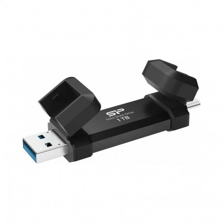 Silicon power DS72 Dual USB-C/USB 3.2 Gen 2 Portable External SSD, 1TB, Black