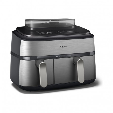 Philips NA555/09 Dual Basket Airfryer with Steam 5000 Series, 9 L, Stainless Steel/Black