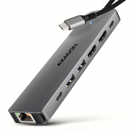 Axagon HMC-7HX2 USB 5Gbps hub, 2x USB-A, USB-C, 2x HDMI 4k/60Hz, RJ-45