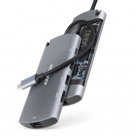 Axagon HMC-6M2 USB 3.2 Gen 1 hub, 2x USB-A, HDMI, RJ-45, SATA M.2