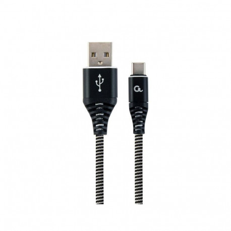 Cablexpert CC-USB2B-AMCM-1M-B Premium cotton braided Type-C USB charging and data cable, 1 m, black 