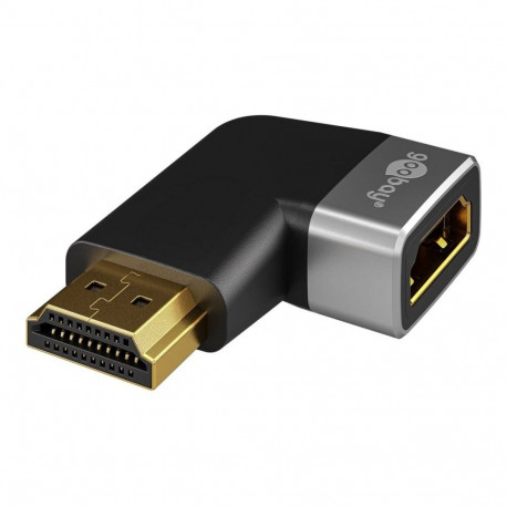 Goobay 72012 HDMI Angled Adapter 270 Horizontal, 8K @ 60 Hz, Gold-Plated, Black, Silver