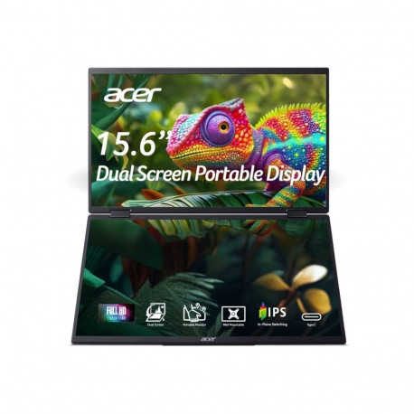 Acer PD163Qbmiuux PD3 Series 15,6"/IPS/2x1920x1080/16:9/8ms/250/100m:1/1xHDMI/2xUSB Type-C/1xDP/Blac