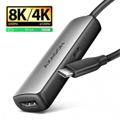 Axagon RVC-HI8KPD USB-C -> HDMI 2.1 adapter, 8K/60Hz, 4K/144Hz, HDR10+, PD 100W |