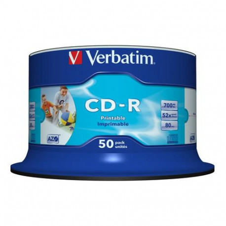Matricas CD-R AZO Verbatim 700MB 1x- 52x Wide Printable non ID,50 Pack Spindle