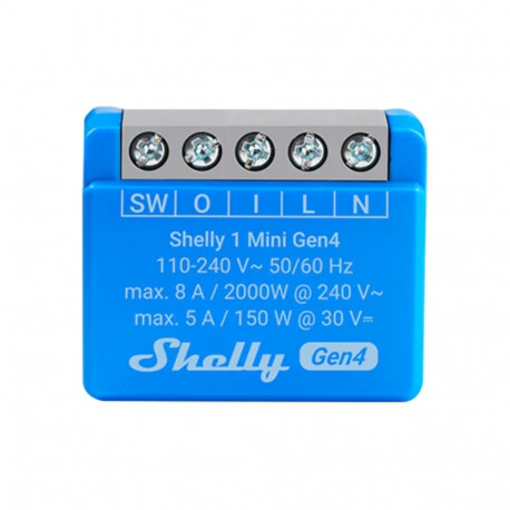 Smart Switch - Shelly 1 Mini Gen4 Bluetooth 5.0 Wi-Fi Indoor/Outdoor Range