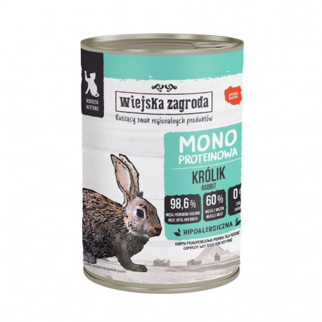 WIEJSKA ZAGRODA Kitten Rabbit Mono - wet cat food - 400g
