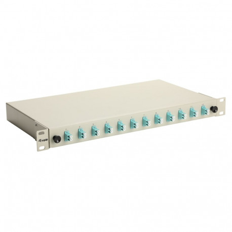 Equip kiudoptiline jätkukarp 12-Port LC Duplex OM3 1U varustatud, hall