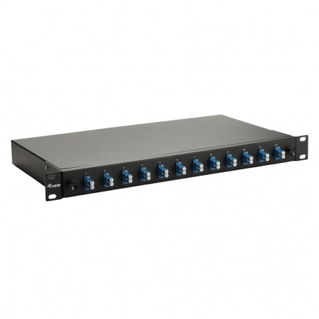 Equip 12-pordiline fiiberoptiline splaissikarp LC Duplex OS2 1U, komplekteeritud, must