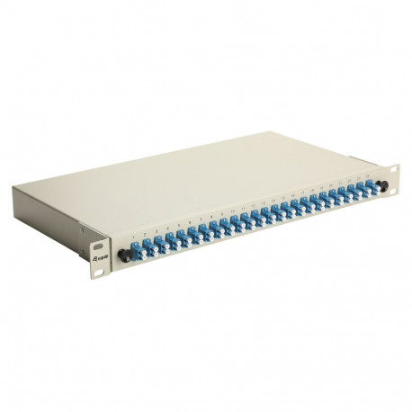 Equip 24-Port Fiber Optic Splice Box, LC Duplex, OS2, 1U, Equipped, Grey