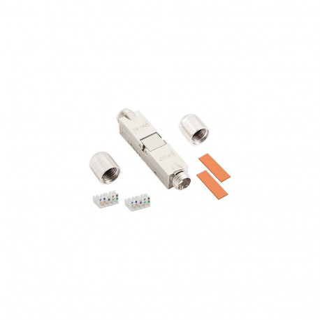 "Field assembly Cat.6A cable connector, shielded, screw type strain relief"