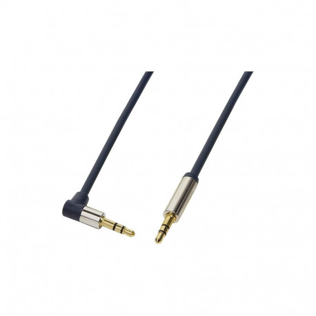 "Audio cable, 3.5 mm 3-pin/M (90°) to 3.5 mm 3-pin/M, metal, blue, 1.5 m"