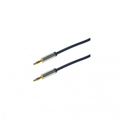 "Audio cable, 3.5 mm 3-pin/M to 3.5 mm 3-pin/M, metal, blue, 0.3 m"