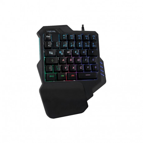 "Logilink Einhand-Gaming Tastatur, beleuchtet, schwarz"