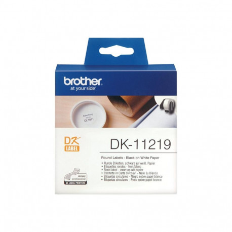 Brother ümmargused paberetiketid DK-11219 12mm, must valgel