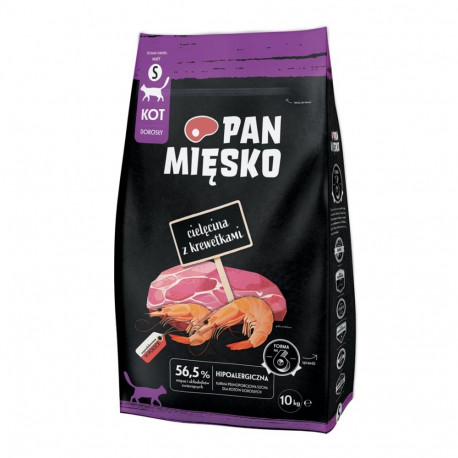 PAN MIĘSKO Veal with shrimps S - dry cat food - 10kg