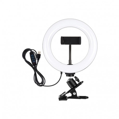 Puluz 20 cm Ring Light for Vlogging with Monitor Clip, Phone Holder, and Color Temperature Adjustmen