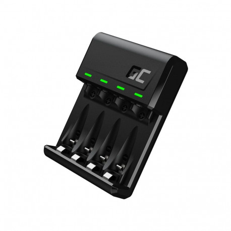 "Green Cell Akku Ladegerät VitalCharger Ni-MH AA/AAA MicroUSB/USB-C Port Schwarz"