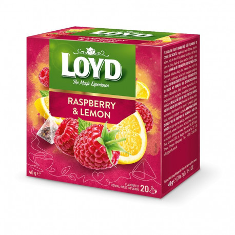 Taime- ja puuviljatee LOYD vaarika- ja sidrunimaitseline 20 x 2g