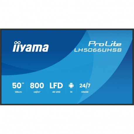 iiyama digitaalreklaami lameekraan LH5066UHSB-B1AG 127cm (50") LCD Wi-Fi 800cd/m² 4K Ultra HD sissee