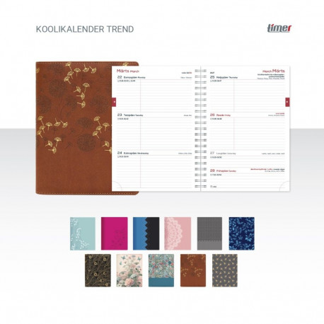 Koolikalender Trend 150x197mm, spiraalköide, kunstnahast, 26/27 õppeaasta