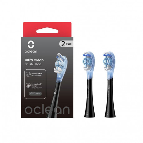 Electric Toothbrush Head - Oclean Ultra Clean Brush Head Medium Bristles 2 Pcs Black