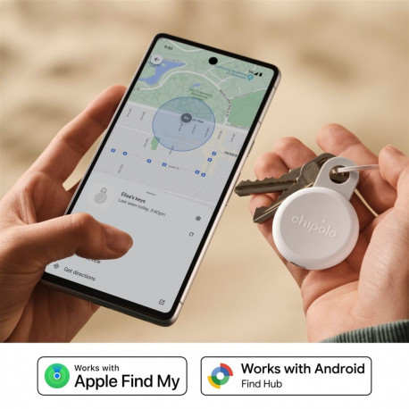 Bluetooth Tracker - Chipolo LOOP, Rechargeable, Loud Ring, White